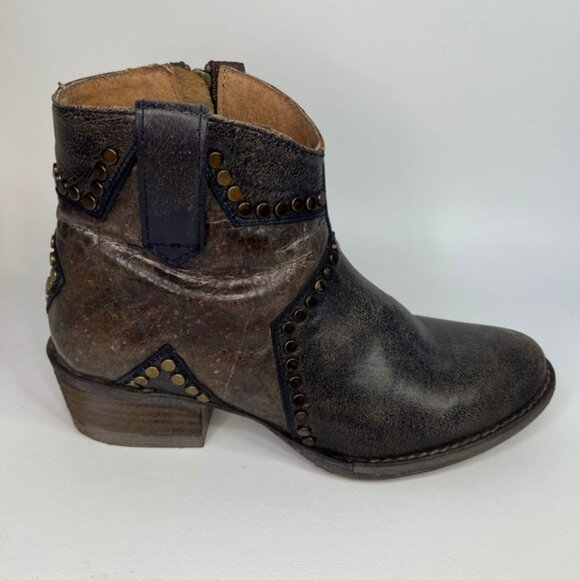 Circle G By Corral Q 5025 LD BLUE STAR‎ INLAY & STUDS ANKLE LEATHER BOOTS Size 7 - Picture 7 of 16